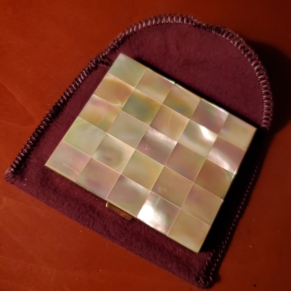 Handbags - Vintage Mother of Pearl Compact from the 1950s with Pouch